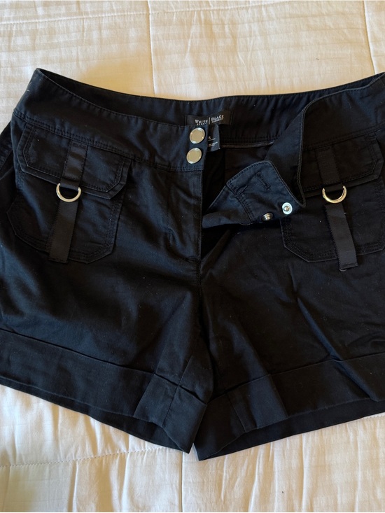 White House Black Market Pants - White House Black Market Black Cargo-Style Shorts with Ring Details